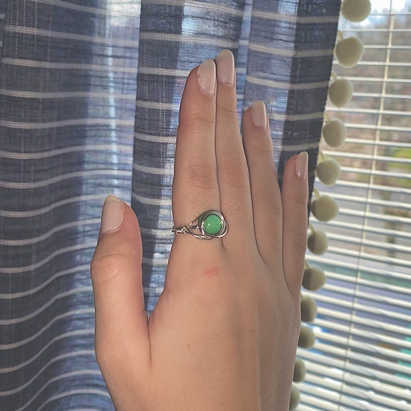 Wire Wrapped Ring Mint Quartz Ring Homemade - Picture 3 of 3